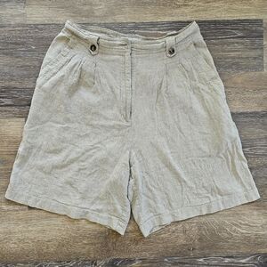 Nicklaus Womens Tan Linen High Rise Shorts Size 12